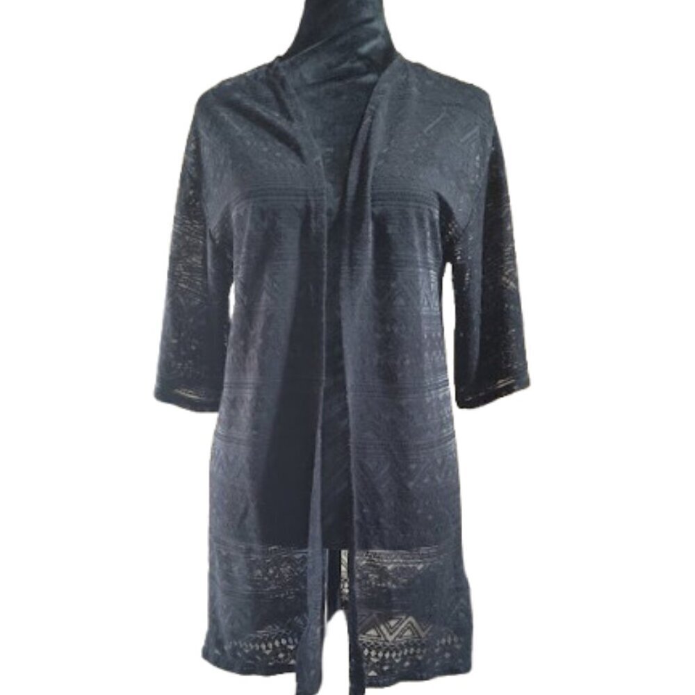 Divided H&M Sheer Black Women's Cardigan Triangle Pattern Size XS
